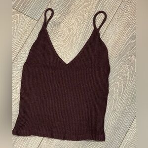 Brandy Melville Maroon Ribbed Tank Top